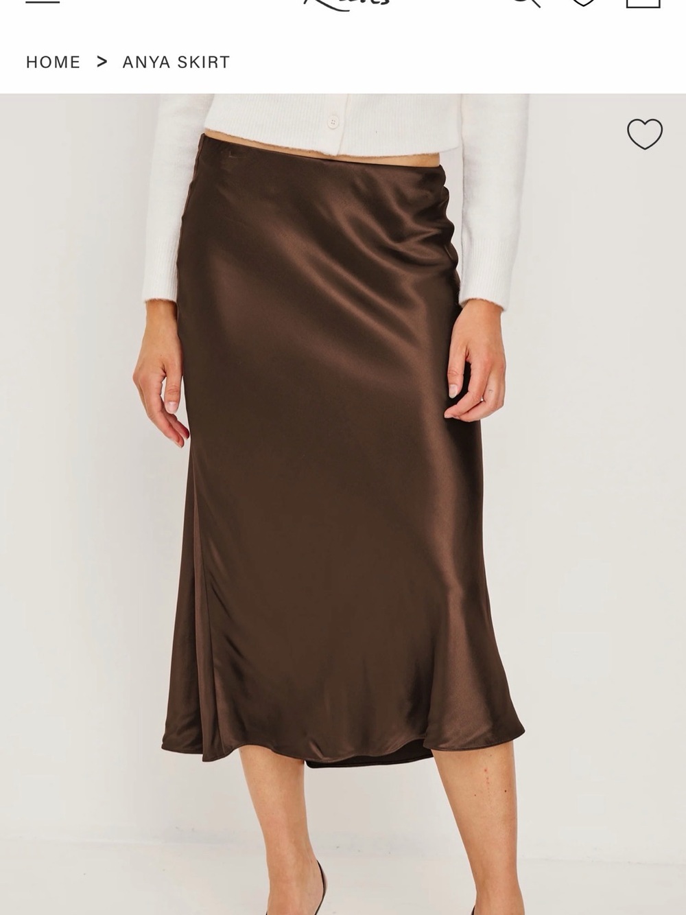 Rails NEW Satin Midi Skirt - Brown